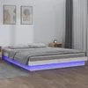 Image de vidaXL Cadre de lit à LED sans matelas blanc 140x190 cm bois massif820018