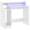 Image de vidaXL Bureau lumiÃ¨res LED Blanc brillant 97x90x45cm Bois d'ingÃ©nierie