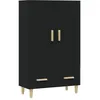 Image de vidaXL Buffet Haut 70 X 31 X 115 Cm, Tiroir De Rangement En Bois Contreplaqué Noir, Style Scandinave