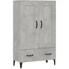 Image de vidaXL Vidaxl Buffet Haut Gris Béton 70x31x115 Cm Bois D'ingénierie