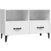 Image de vidaXL Meuble TV Blanc brillant 80x36x50 cm Bois d'ingÃ©nierie