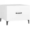 Image de vidaXL Table basse avec pieds en mÃ©tal Blanc 50x50x40 cm