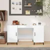 Image de vidaXL Bureau Blanc brillant 140x50x75 cm Bois d'ingénierie812777