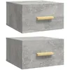 Image de vidaXL Vidaxl Tables De Chevet Murales 2 Pcs Gris Béton 35x35x20 Cm