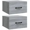 Image de vidaXL Tables de chevet murales 2 pcs Sonoma gris 35x35x20 cm