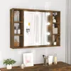 Image de vidaXL Armoire à miroir avec LED Chêne fumé 76x15x55 cm