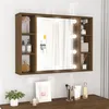 Image de vidaXL Armoire à miroir avec LED Chêne marron 76x15x55 cm