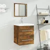 Image de vidaXL Meuble lavabo avec bassin intégré Chêne fumé Bois d'ingénierie3114168