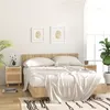 Image de vidaXL Tables de chevet 2pcs Blanc Bois de pin massif et rotin naturel345607