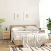Image de vidaXL Tables de chevet 2pcs Blanc Bois de pin massif et rotin naturel