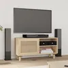 Image de vidaXL Meuble TV Marron 80x30x40cm Bois de pin massif et rotin naturel345614