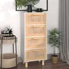 Image de vidaXL Buffet Blanc 40x30x90 cm Bois de pin massif et rotin naturel345642