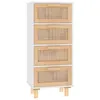 Image de vidaXL Buffet Blanc 40x30x90 cm Bois de pin massif et rotin naturel