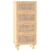 Image de vidaXL Buffet Marron 40x30x90 cm Bois de pin massif et rotin naturel