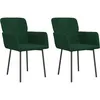 Image de vidaXL Vidaxl Chaises De Salle À Manger 2 Pcs Vert Foncé Velours
