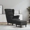 Image de vidaXL Fauteuil Ã  oreilles avec tabouret gris foncÃ© velours