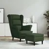 Image de vidaXL Vidaxl Fauteuil À Oreilles Avec Tabouret Vert Foncé Velours
