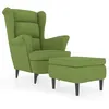Image de vidaXL Vidaxl Fauteuil ? Oreilles Avec Tabouret Vert Clair Velours