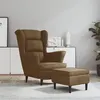 Image de vidaXL Fauteuil à oreilles avec tabouret marron velours3115939