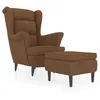 Image de vidaXL Fauteuil Ã  oreilles avec tabouret Marron Velours