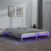 Image de vidaXL Cadre de lit à LED blanc 180x200 cm Super King bois massif