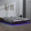 Image de vidaXL Cadre de lit LED marron miel 120x190cm petit double bois massif