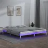 Image de vidaXL Cadre de lit à LED blanc 135x190 cm double bois massif