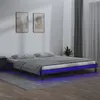 Image de vidaXL Cadre de lit à LED gris 140x190 cm bois massif