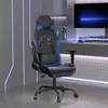 Image de vidaXL Chaise de jeu de massage et repose-pied Noir et bleu Similicuir
