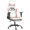 Image de vidaXL Vidaxl Chaise De Jeu Pivotante Avec Repose-Pied Blanc&rose Similicuir