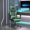 Image de vidaXL Chaise de jeu de massage et repose-pied Noir et vert Similicuir