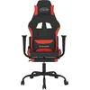 Image de vidaXL Chaise de jeu de massage avec repose-pied Noir et rouge Tissu