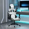 Image de vidaXL Chaise de jeu de massage avec repose-pied Blanc&Noir Similicuir