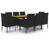 Image de vidaXL Vidaxl Mobilier À Dîner D'extérieur 9 Pcs Résine Tressée Noir