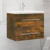 Image de vidaXL Meuble lavabo avec bassin intégré Chêne fumé Bois d'ingénierie3120179