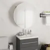 Image de vidaXL Armoire de salle de bain miroir rond et LED Noir 47x47x17,5 cm