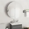 Image de vidaXL Armoire de salle de bain miroir rond et LED Noir 54x54x17,5 cm345588
