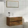 Image de vidaXL Meuble lavabo avec bassin intégré Chêne fumé Bois d'ingénierie3120345