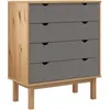 Image de vidaXL Vidaxl Commode Otta Marron Et Gris 76,5x39,5x90 Cm Bois De Pin Massif