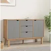 Image de vidaXL Buffet OTTA Marron et gris 113,5x43x73 cm Bois massif pin348592