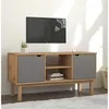 Image de vidaXL Meuble TV OTTA Marron et gris 113,5x43x57 cm Bois massif pin