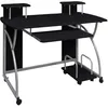 Image de Bureau d'ordinateur 110x52x88,5 cm en bois contreplaquÃ© noir avec Ã©tagÃ¨re