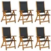 Image de vidaXL Chaises de jardin pliantes lot de 6 acacia massif et textilène3120455