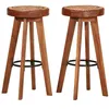 Image de vidaXL Tabourets de bar 2 pcs Cuir véritable et bois d'acacia solide