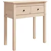 Image de vidaXL Table Console 70x35x75 Cm En Pin Massif Rustique Avec 2 Tiroirs Et Cadre Stable À