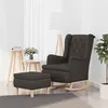 Image de vidaXL Fauteuil avec pieds à bascule et tabouret Gris foncé Tissu3121273