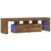 Image de vidaXL Meuble TV avec lumiÃ¨res LED ChÃªne fumÃ© 140x36,5x40 cm