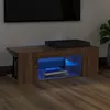 Image de vidaXL Meuble TV avec lumières LED Chêne marron 90x39x30 cm822667