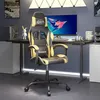 Image de vidaXL Chaise de jeu pivotante Noir et doré Similicuir