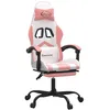 Image de vidaXL Chaise de jeu pivotante et repose-pied Blanc et rose Similicuir